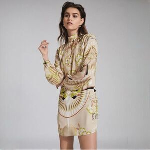 Reiss Jessie Long Sleeve Shift Dress Sz 2 Eclectic Retro Inspired Minidress NWOT